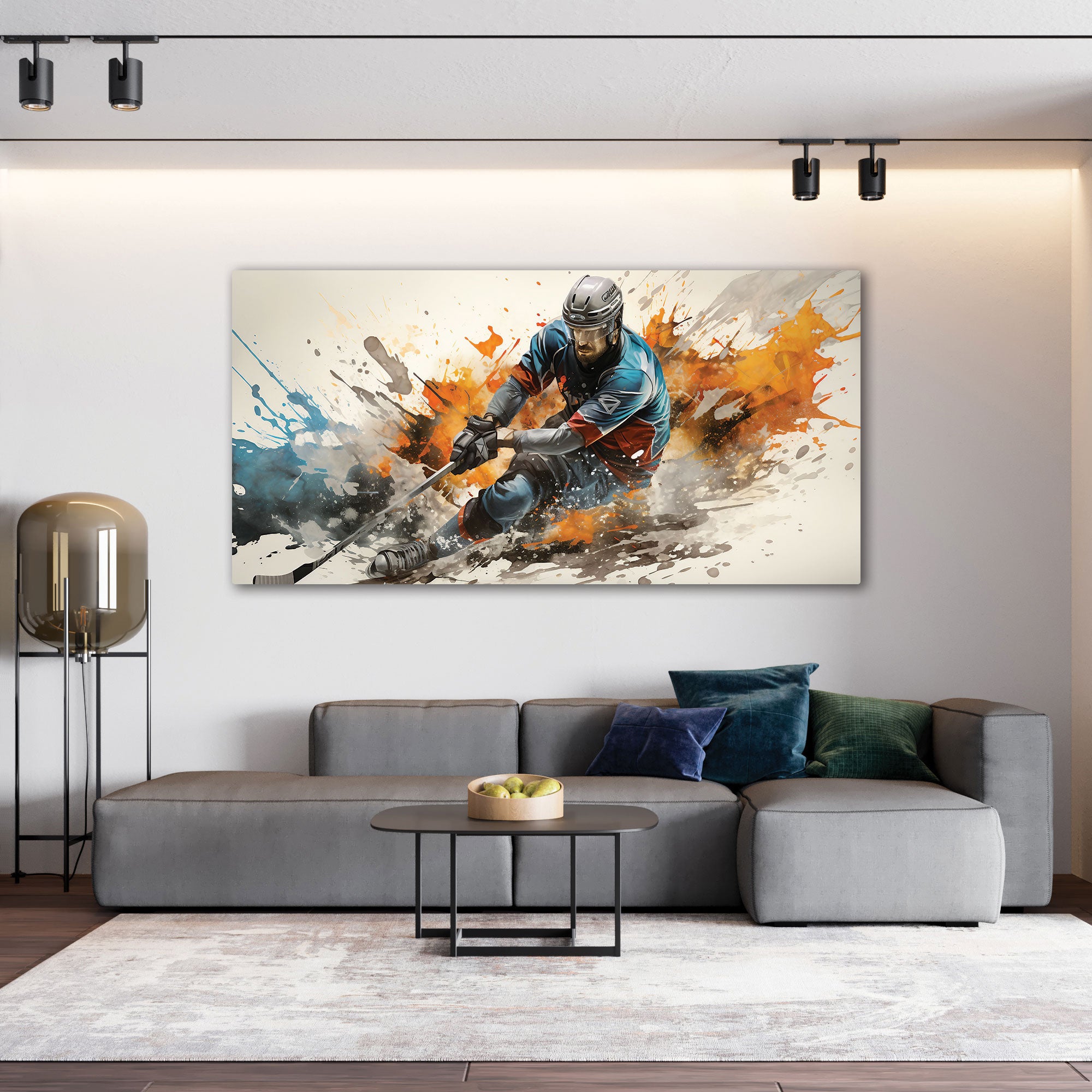 Ppanoramic hockeyAbstract Canvas painting with frame Big Size Wall Art for living room,Bedroom,Drawing room,Hotels
