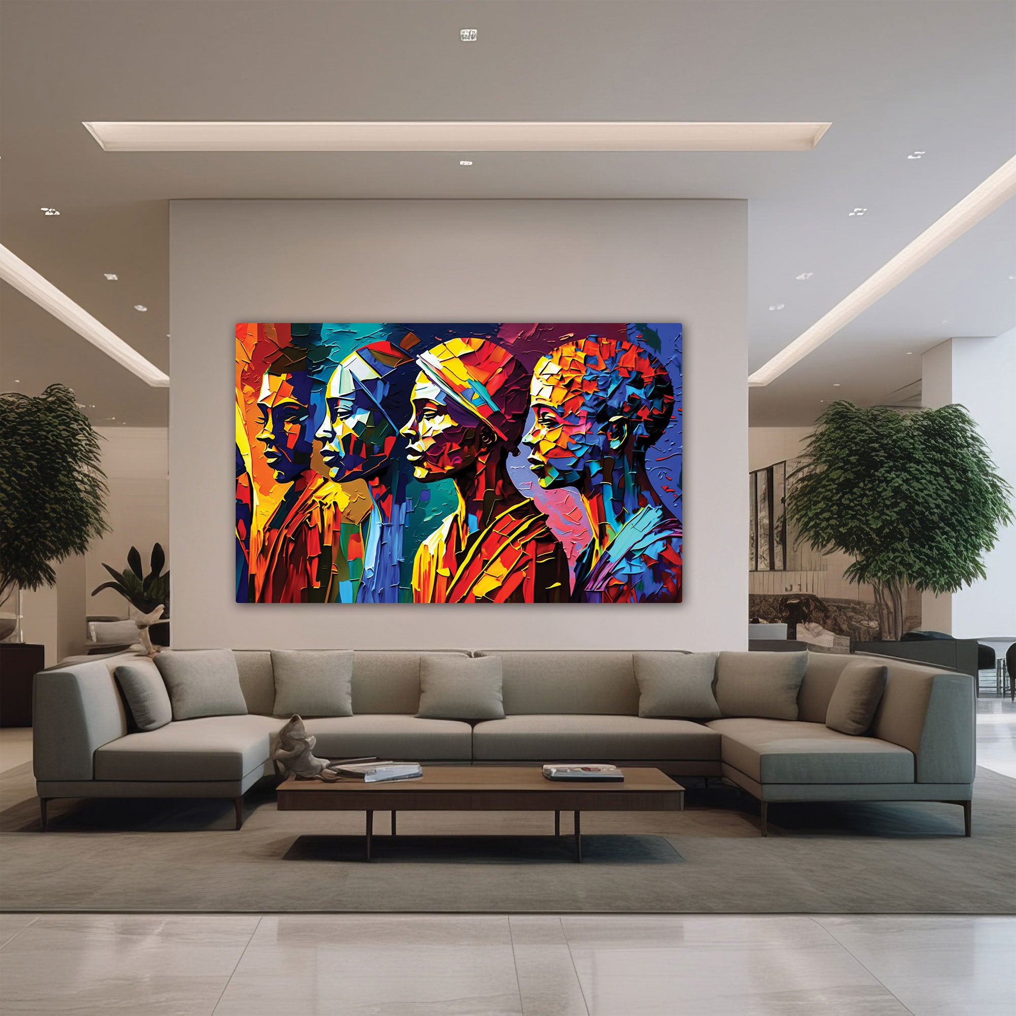 Multiwoman face Canvas painting with frame Big Size Wall Art for living room,Bedroom,Drawing room,Hotels