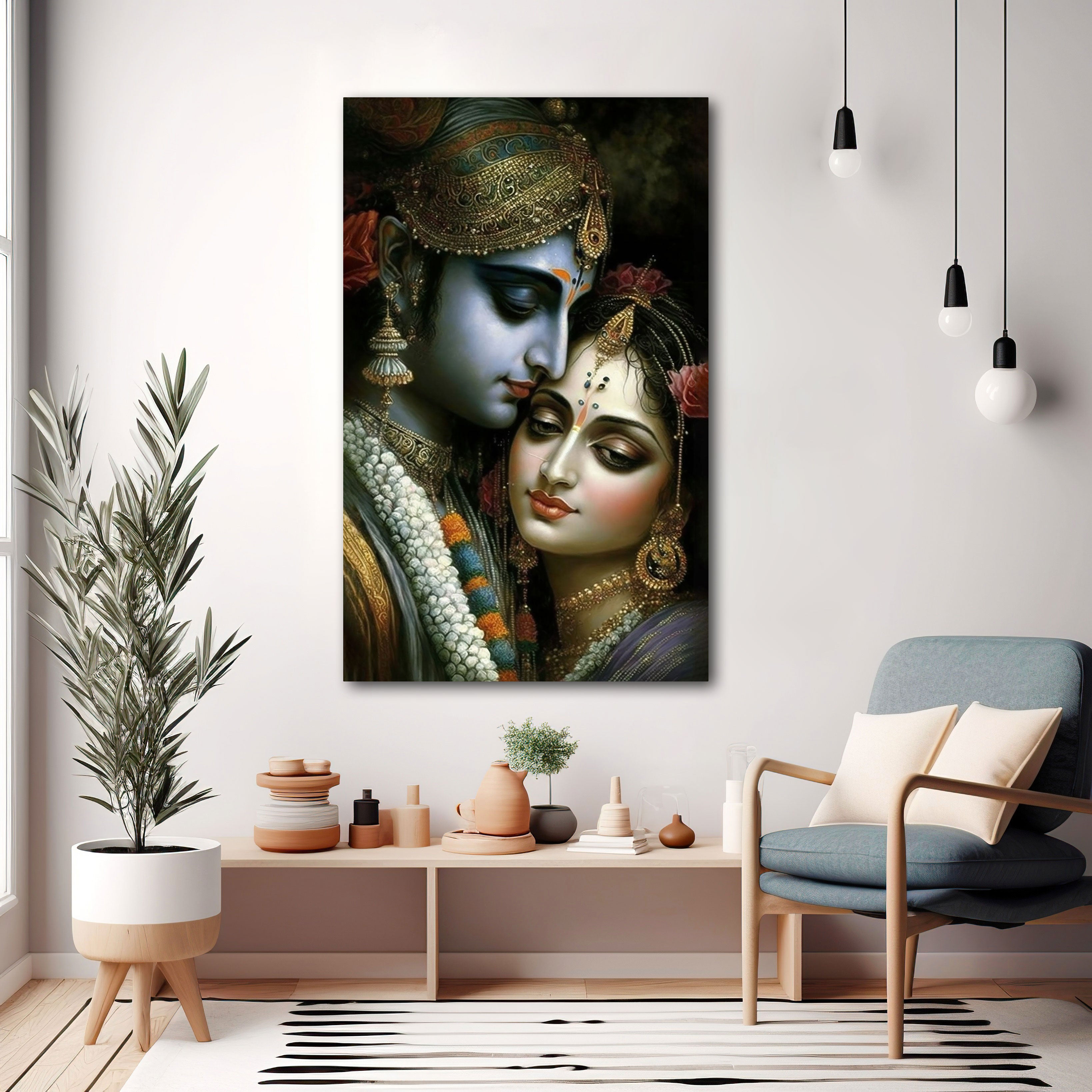 Radha krishan love Canvas painting with frame Big Size Wall Art for living room,Bedroom,Drawing roomHotels