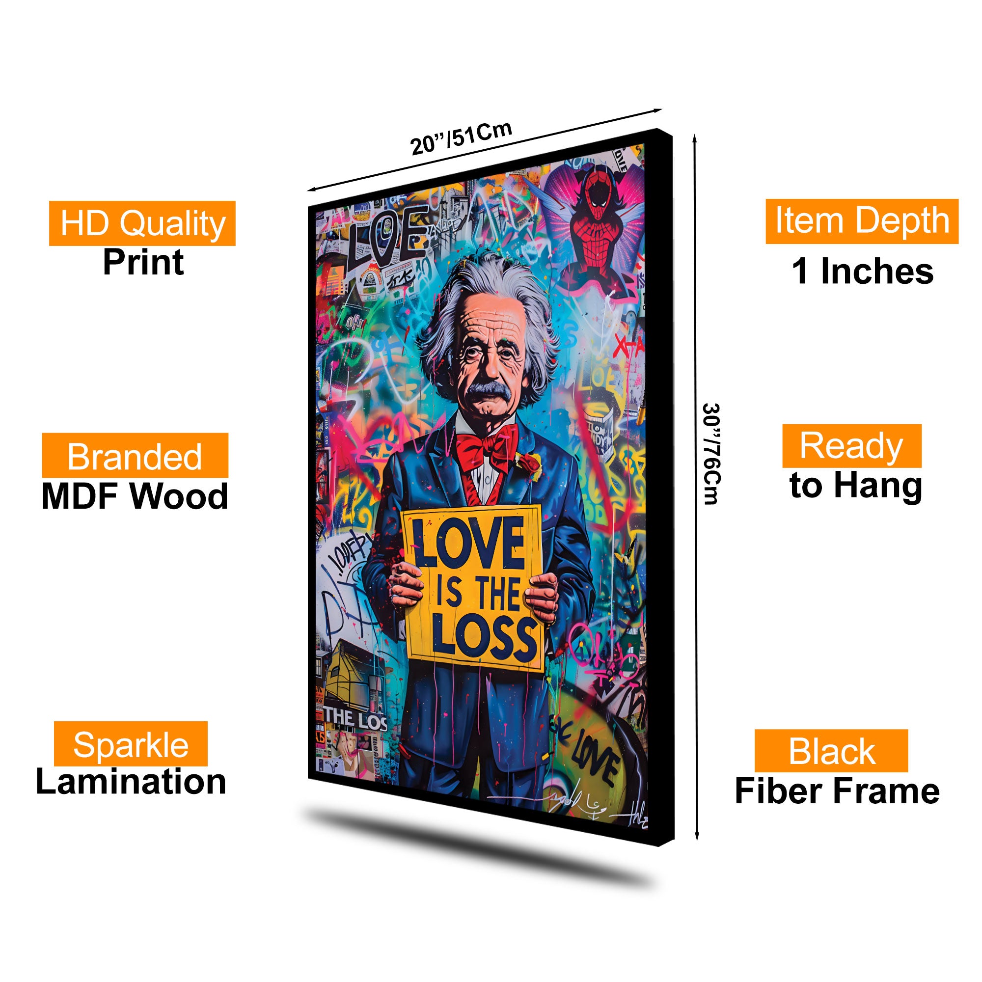 The Castle Decor Iconic Scientist Pop Art Wall Art – Inspirational Graffiti Style Portrait Artwork with Premium Sparkle Finish, 20×30 Inch Wall Décor for Office & Study Room