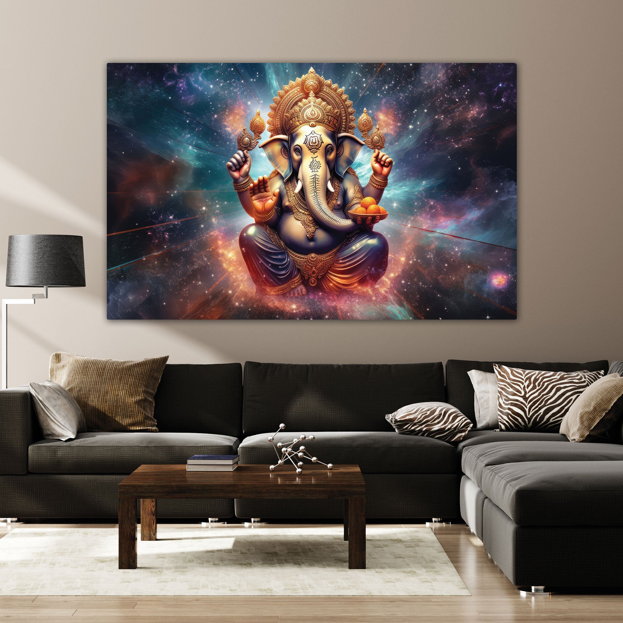 Lord ganesha Canvas painting with frame Big Size Wall Art for living room,Bedroom,Drawing room,Hotels