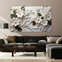 white flowers Canvas painting Big Size Wall Art for living room,Bedroom,Drawing room,Hotels