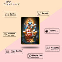 The Castle Decor Vishnu Lakshmi Digital Wall Art | Sparkle Laminated Golden Frame | Divine Spiritual Décor for Pooja Room, Mandir, Home & Office 20X30