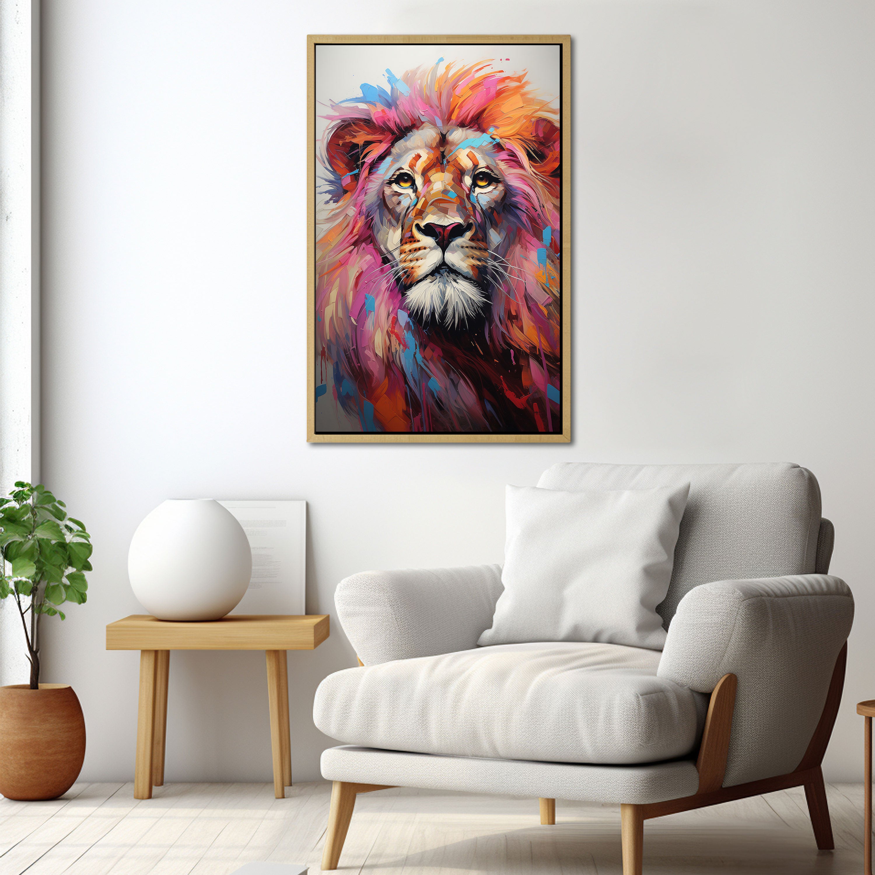 LionAbstract Canvas painting with frame Big Size Wall Art for living room,Bedroom,Drawing room,Hotels