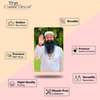 Ram Rahim Ji Digital Wall Art | Sparkle Laminated Golden Slim Frame | Photo Frame for Spiritual Home & Office Décor 20X30 Inches