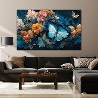 Butterfly flowers Canvas painting Big Size Wall Art for living room,Bedroom,Drawing room,Hotels