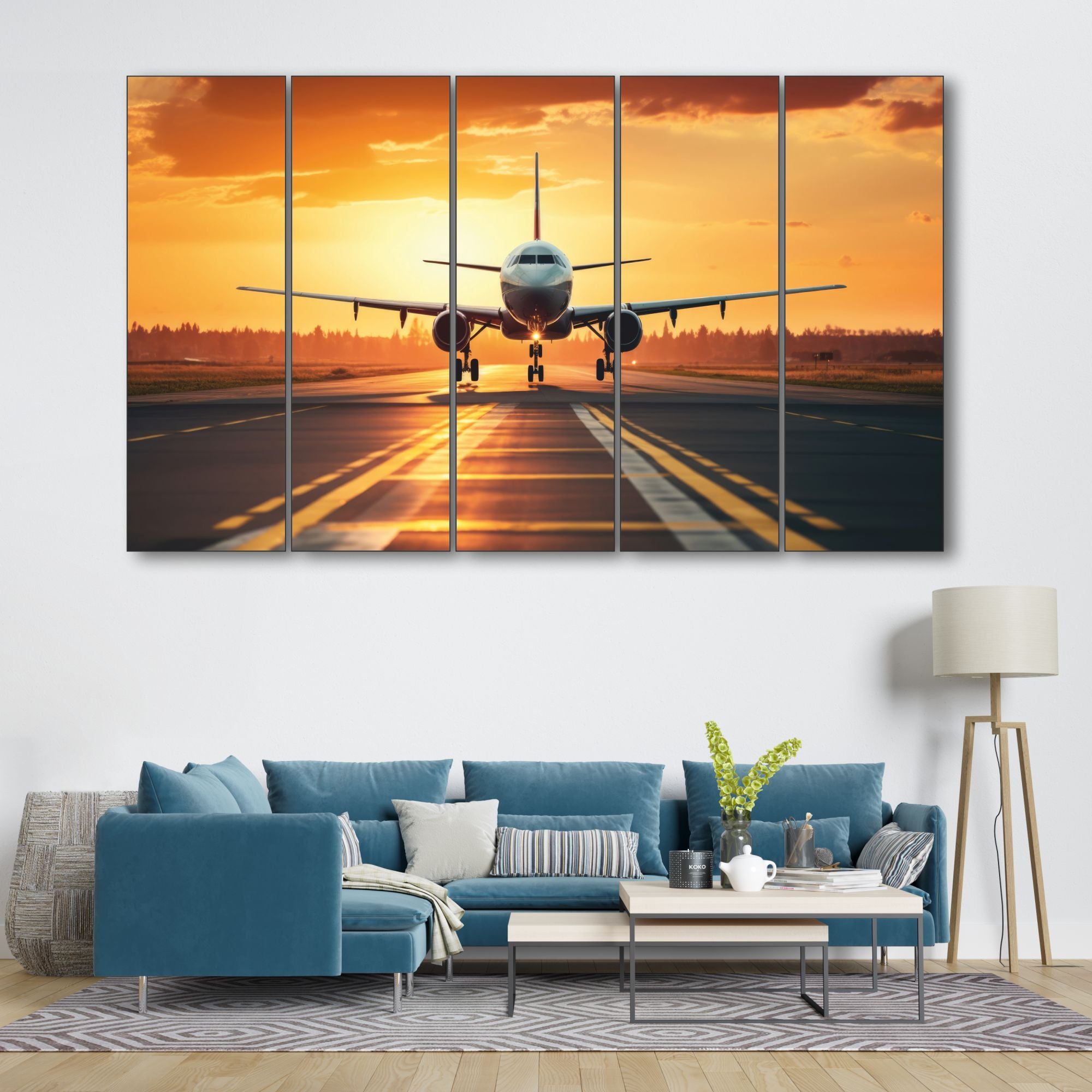 Aviation art Set of 5 Big Size Multiple Frames Wall Art Painting for living room,Bedroom,Drawing room,Hotels-Wooden Framed-Digital Painting