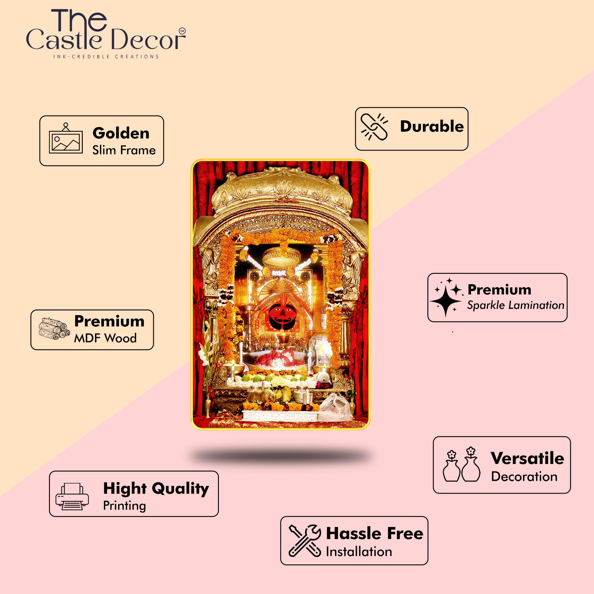 The Castle Decor Salasar Balaji Ji Maharaj Wall Hanging Frame | Devotional Hindu God Wall Art for Home Temple & Gifting 20X30 Inches