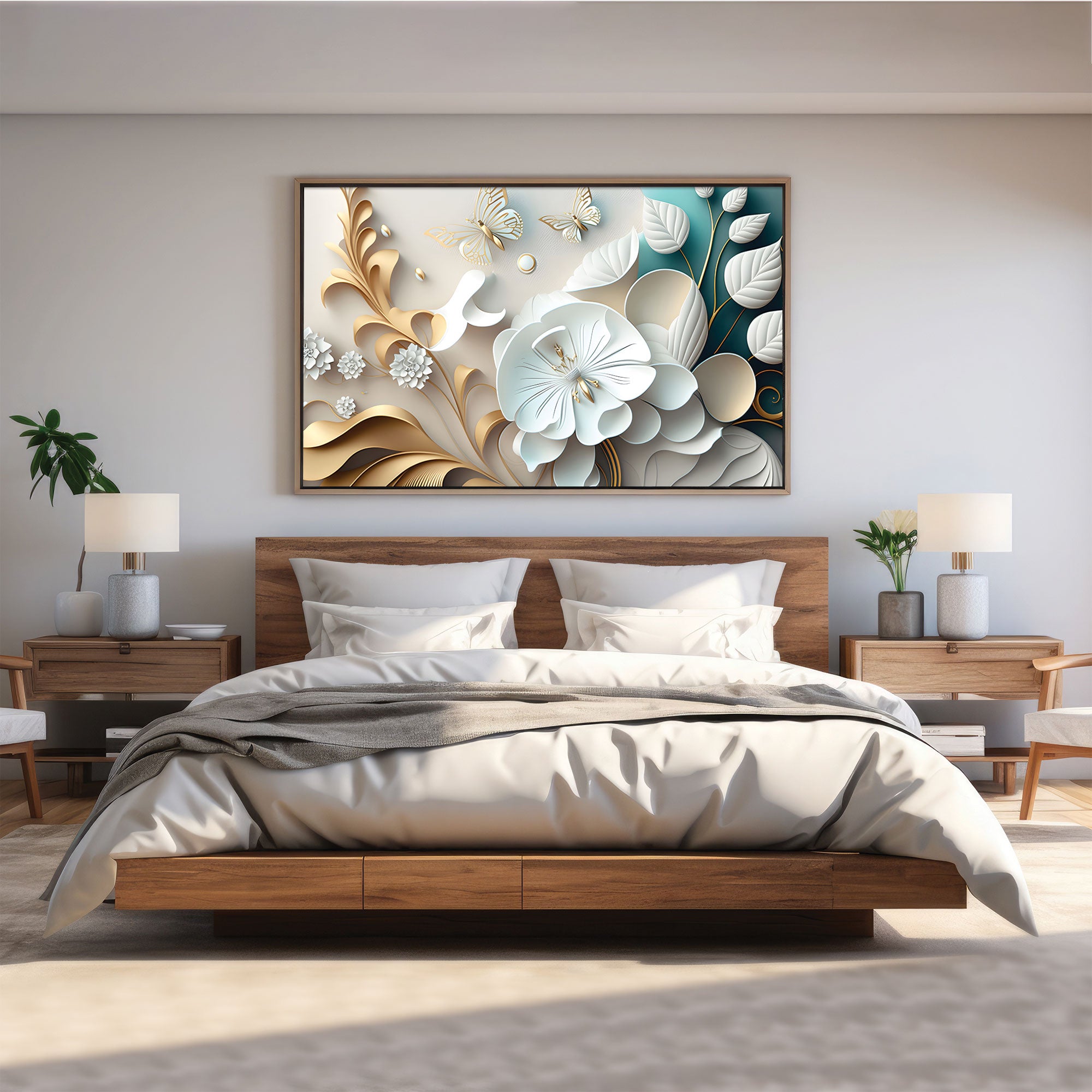 Flowers Canvas painting with frame Big Size Wall Art for living room,Bedroom,Drawing room,Hotels