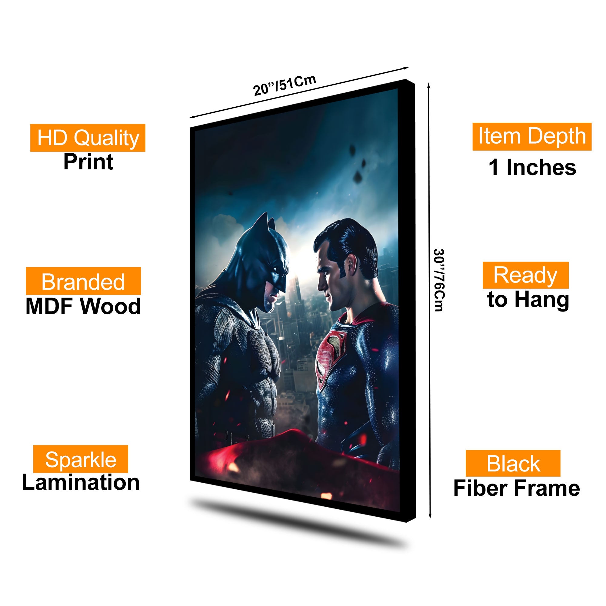 The Castle Decor Superhero Face-Off Wall Art Poster, Epic Hero vs Rival Cinematic Style Artwork with Premium Sparkle Finish, 20×30 Inch Wall Décor for Gaming Room