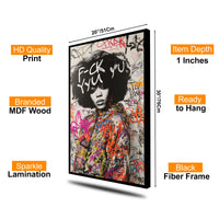 The Castle Decor Bold Graffiti Portrait Wall Art – Modern Street Fashion Illustration with Urban Attitude, Premium Sparkle Finish, 20×30 Inch Contemporary Wall Décor