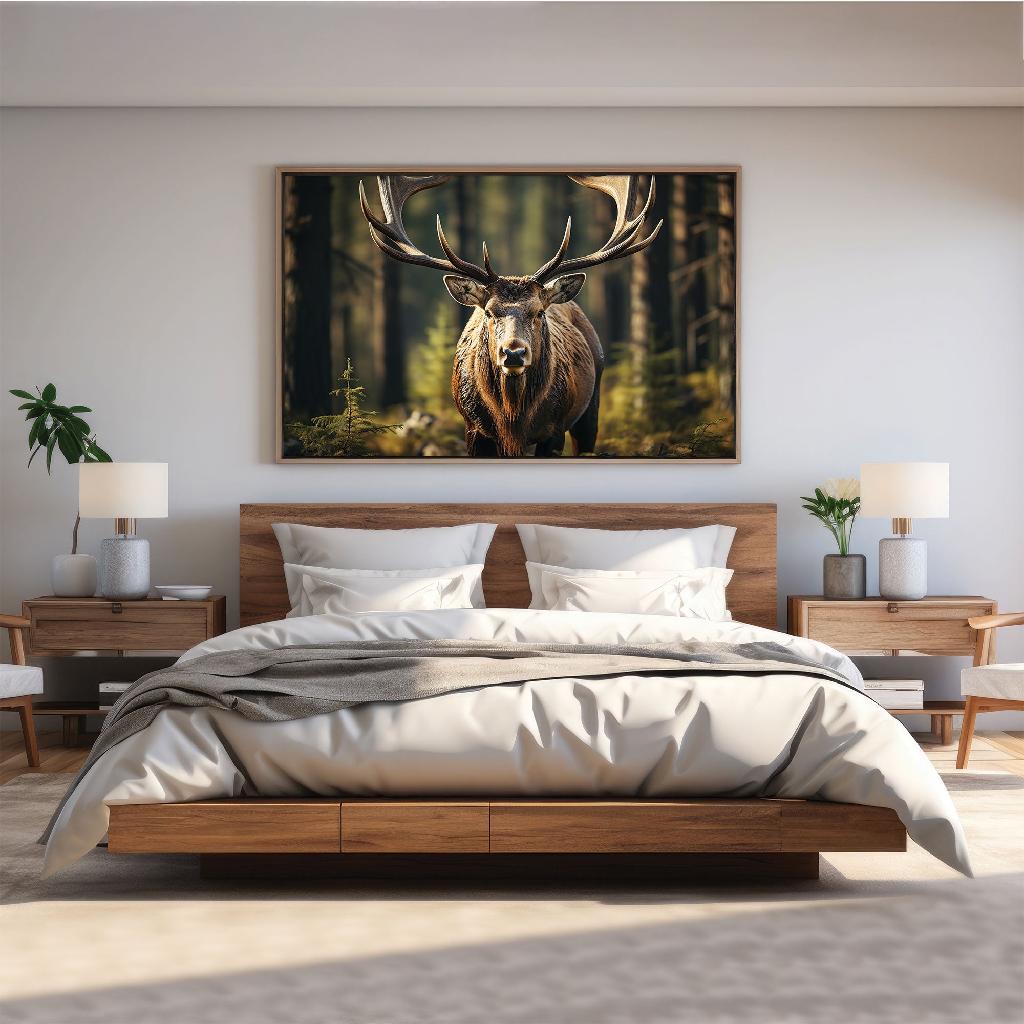 Deer Canvas painting with frame Big Size Wall Art for living room,Bedroom,Drawing room,Hotels