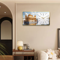 The Castle Decor Golden Temple Wall Clock 24x12 Inch | Silent Sweep Decorative Wall Clock