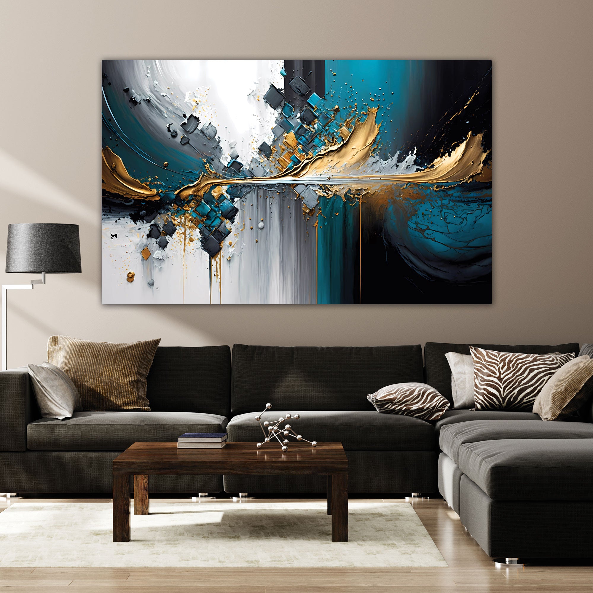 Splashes of bright paint Canvas painting with frame Big Size Wall Art for living room,Bedroom,Drawing room,Hotels
