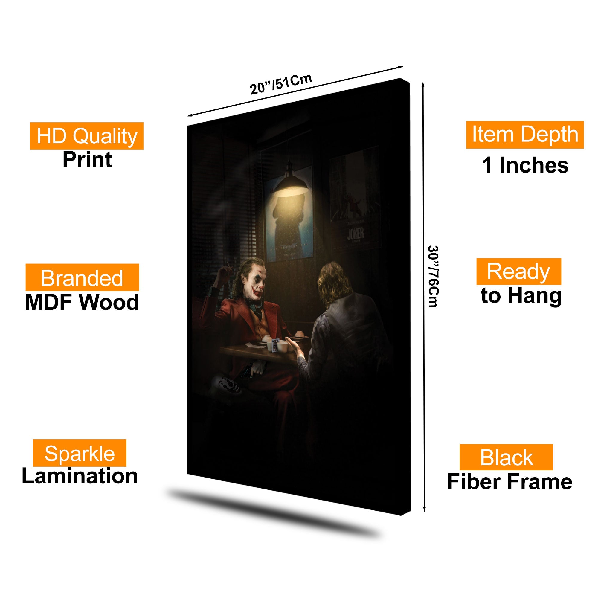 The Castle Decor Joker Inspired Wall Art Painting, Dark Cinematic Pop Culture Artwork with Premium Sparkle Finish, 20×30 Inch Wall Décor for Home & Office