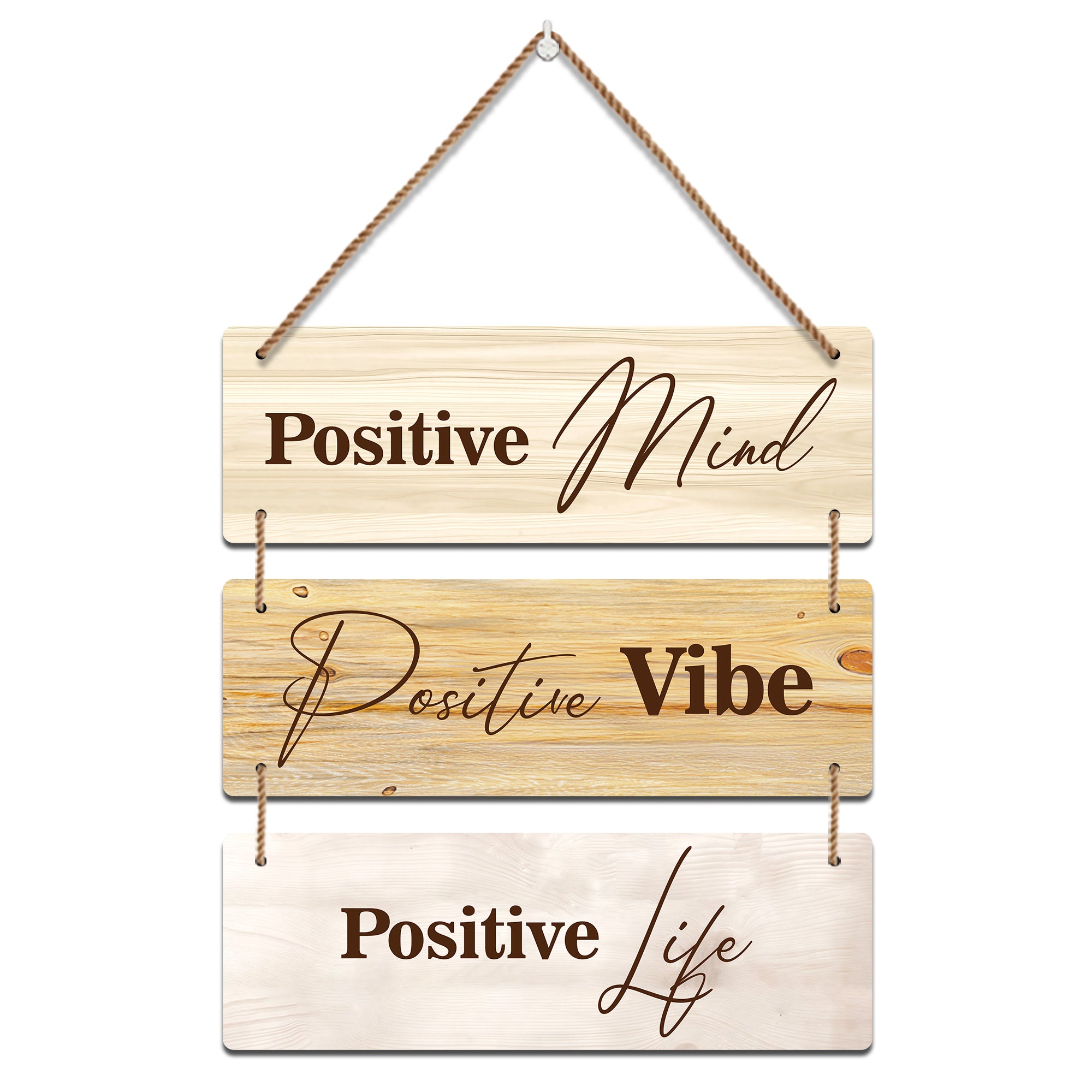 The Castle Decor Motivational Positive Quotes Wall Hanging Decor | “Positive Mind Positive Vibe Positive Life” Wooden Wall Plates for Home & Office