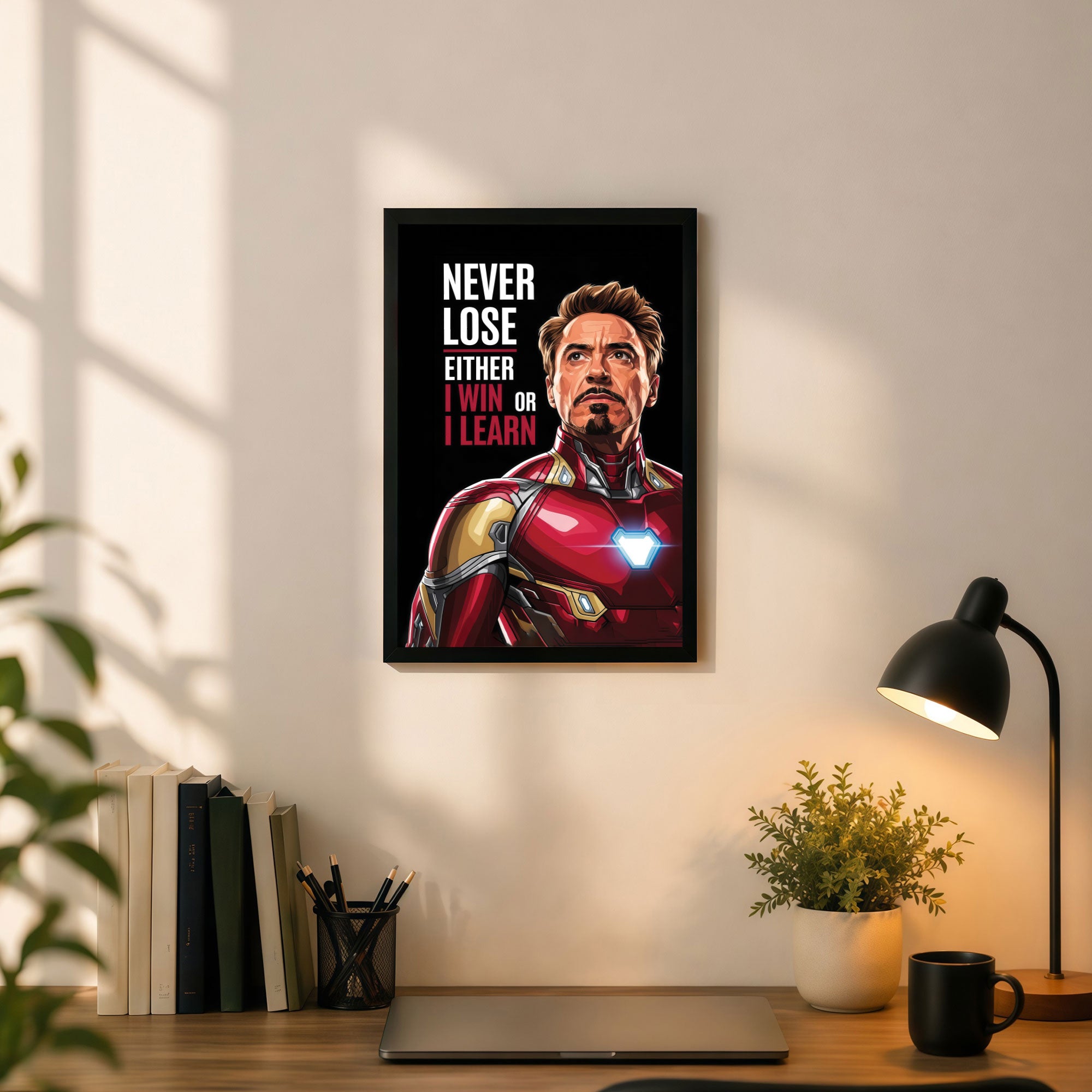 The Castle Decor Never Lose I Win or I Learn Wall Art Frame | Inspirational Quote Poster for Office, Gym & Motivation Decor