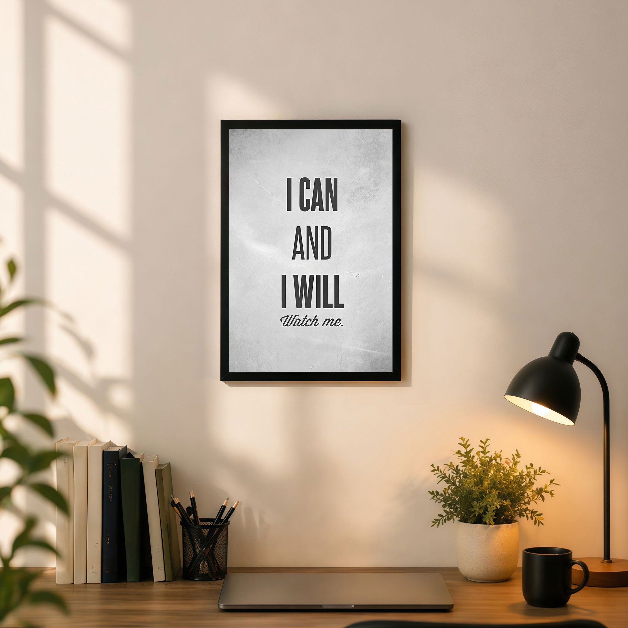 The Castle Decor I Can and I Will Watch Me Motivational Wall Art Frame | Success Quote Poster for Office, Study Room, Gym | Minimal Typography HD Print