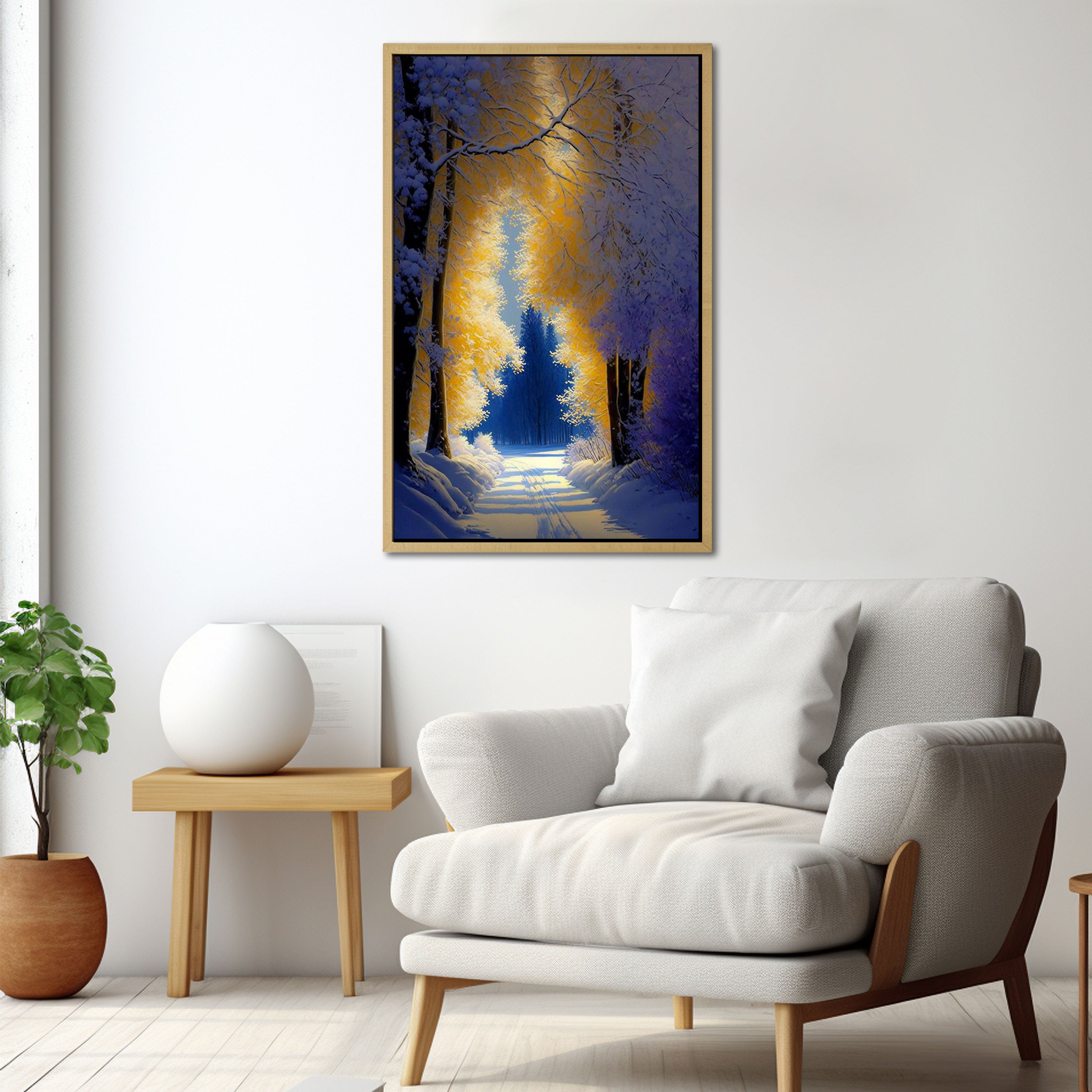 snow trees Canvas painting with frame Big Size Wall Art for living room,Bedroom,Drawing room,Hotels