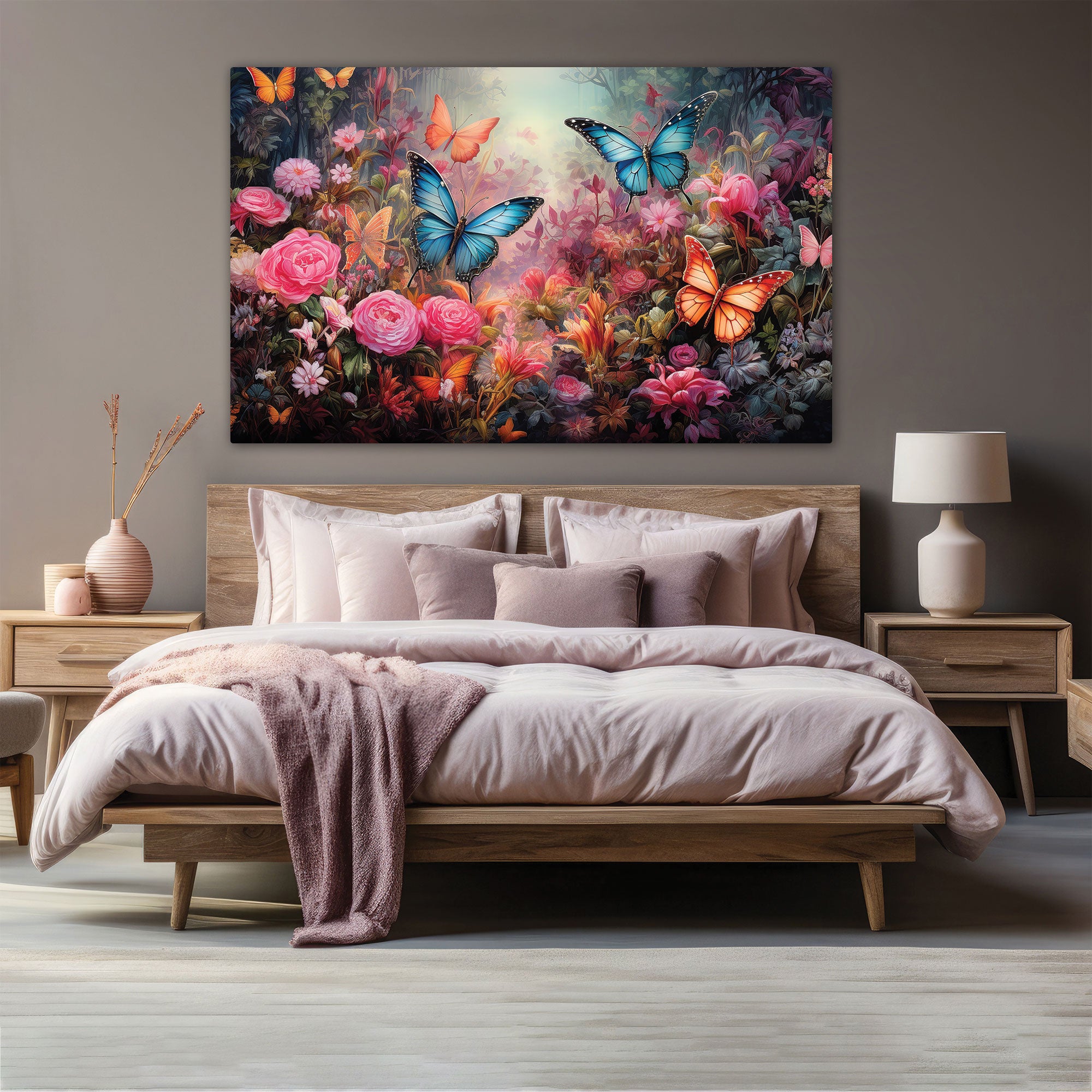 Buttrflies Abstract Canvas painting with frame Big Size Wall Art for living room,Bedroom,Drawing room,Hotels