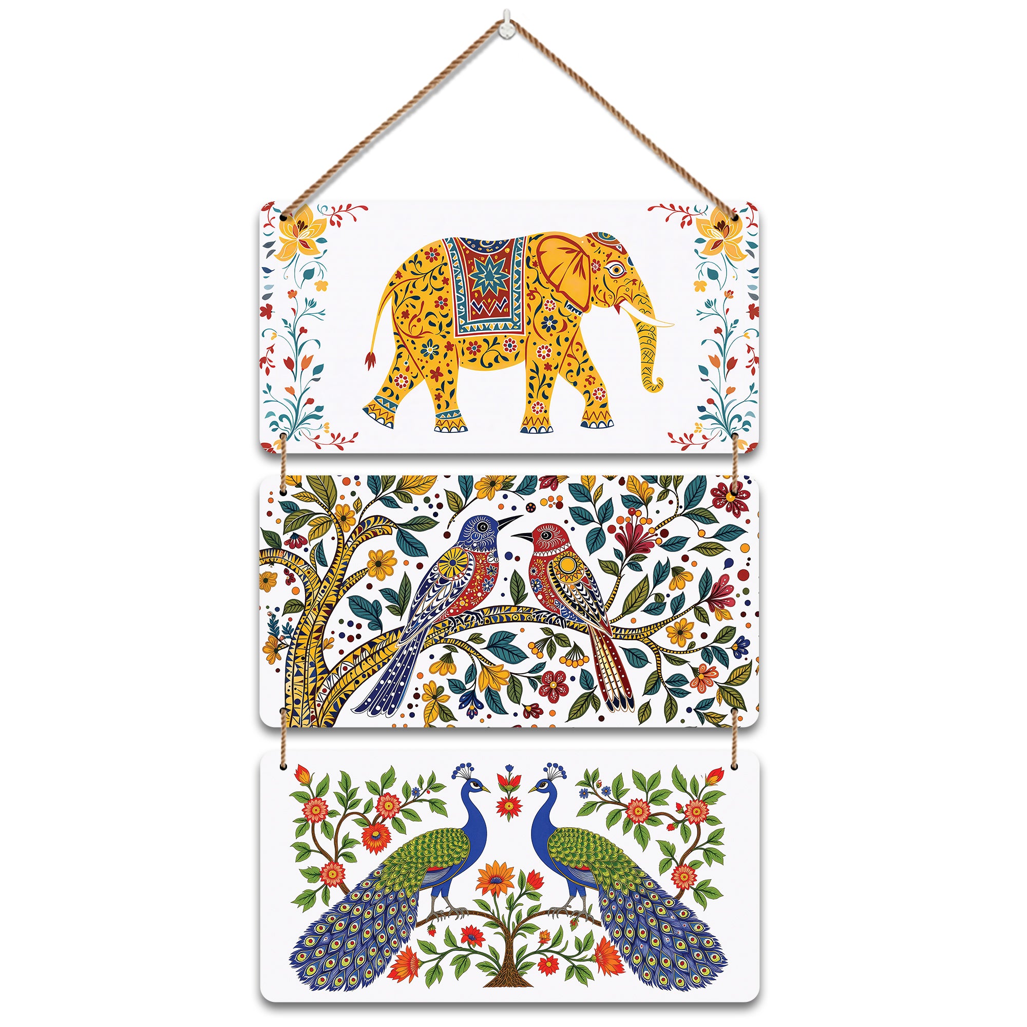The Castle Decor Traditional Indian Folk Art Decorative Wooden Wall Hanging For Living Room | Bedroom | Gifts | Wall Hanger For Decoration | Modern Decor Artwork | Wall Sculpture (12x20 Inches)