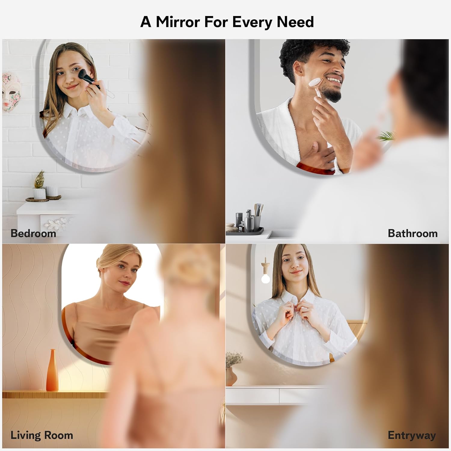 The Castle Decor Capsule Glass Mirror for Bathroom Wall, Frameless 5mm Silver Glass Mirror with Beveled Edges, 18x24 Inch