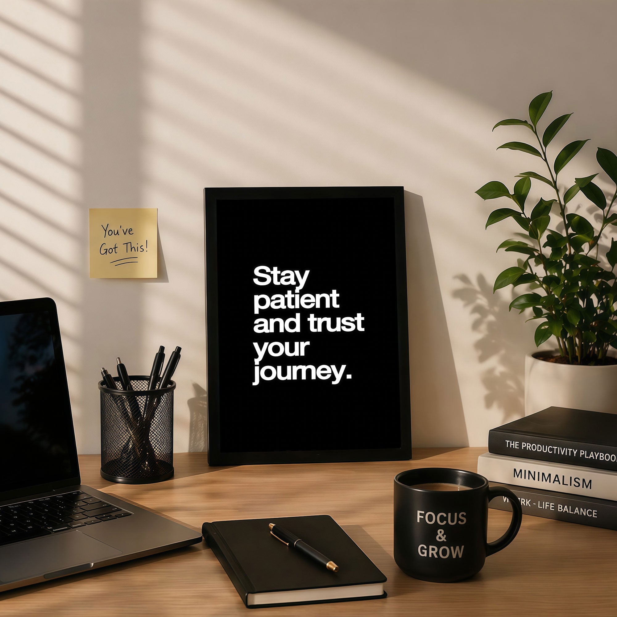 The Castle Decor Stay Patient Trust Your Journey Wall Art Frame | Motivational Decor for Home & Office