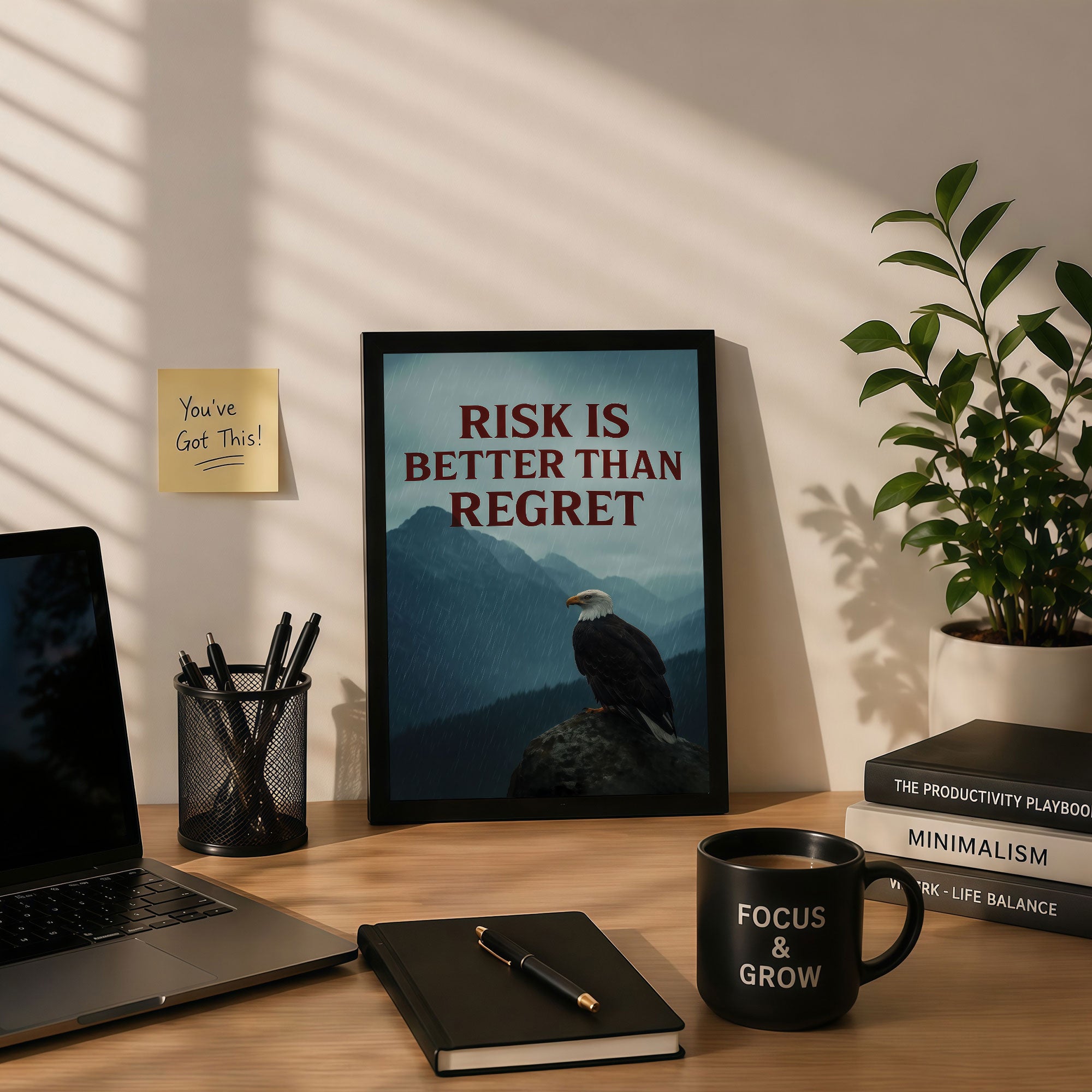 The Castle Decor Risk Is Better Than Regret Wall Art Frame | Motivational Decor for Home & Office
