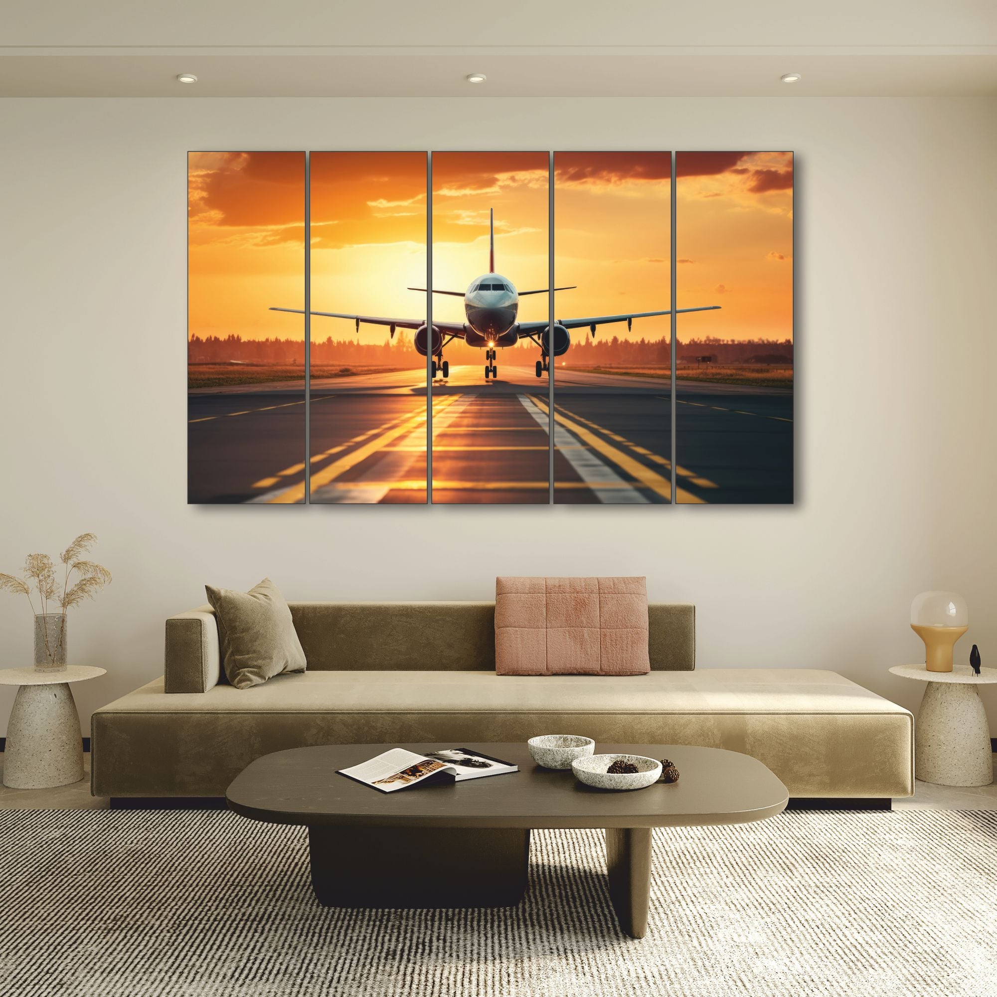 Aviation art Set of 5 Big Size Multiple Frames Wall Art Painting for living room,Bedroom,Drawing room,Hotels-Wooden Framed-Digital Painting