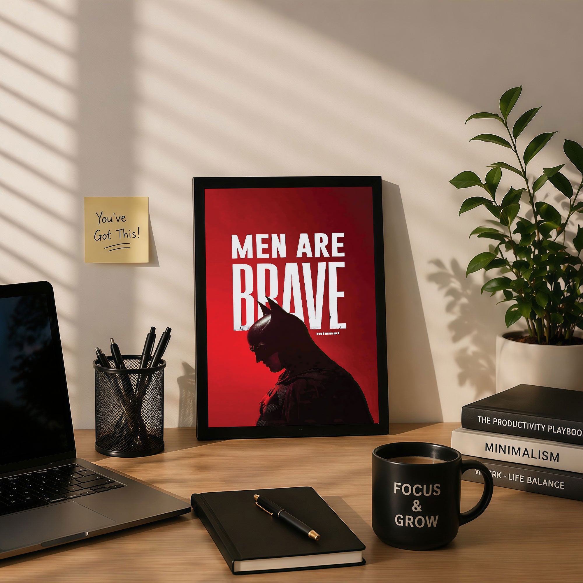 The Castle Decor Men Are Brave Wall Art Frame | Motivational Quote Decor for Home & Office