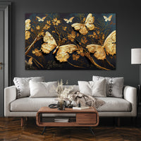Golden butterflies Canvas painting Big Size Wall Art for living room,Bedroom,Drawing room,Hotels