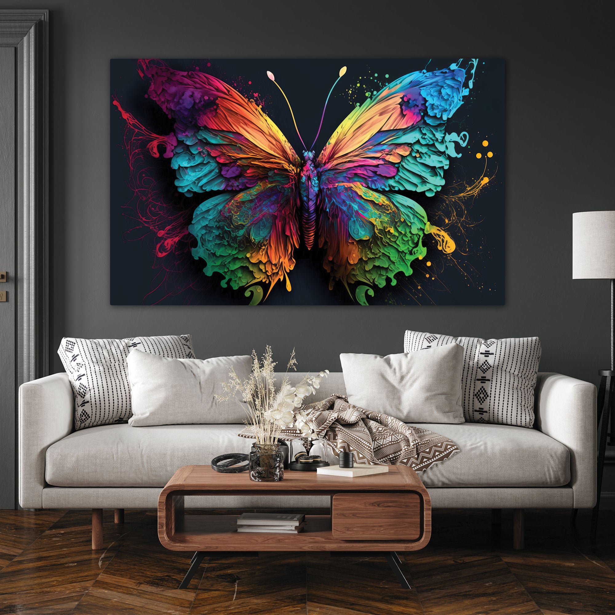 Abstract butterfly Canvas painting with frame Big Size Wall Art for living room,Bedroom,Drawing room,Hotels