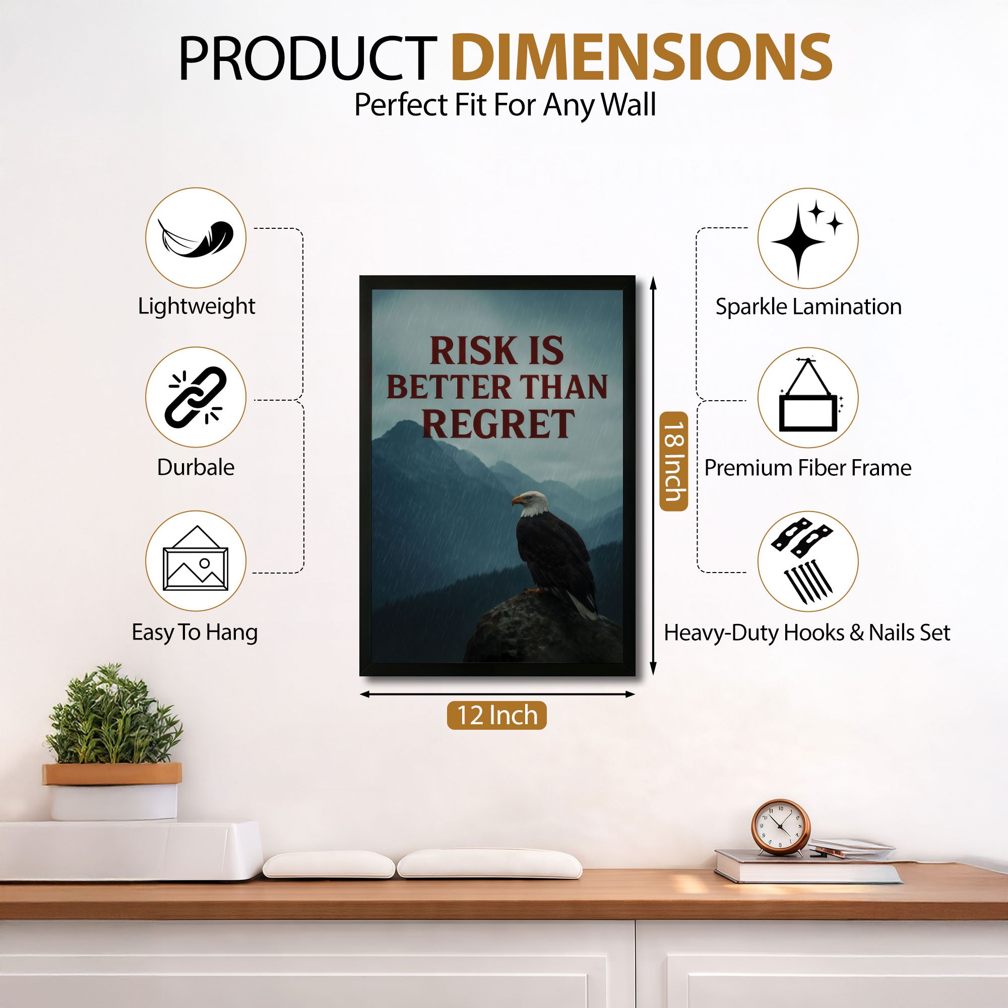 The Castle Decor Risk Is Better Than Regret Wall Art Frame | Motivational Decor for Home & Office