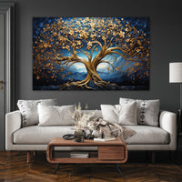The Castle Decor golden tree canvas/Sparkle painting Big Size Wall Art for living room,Bedroom,Drawing room,Hotels-Wooden Framed-Digital Painting