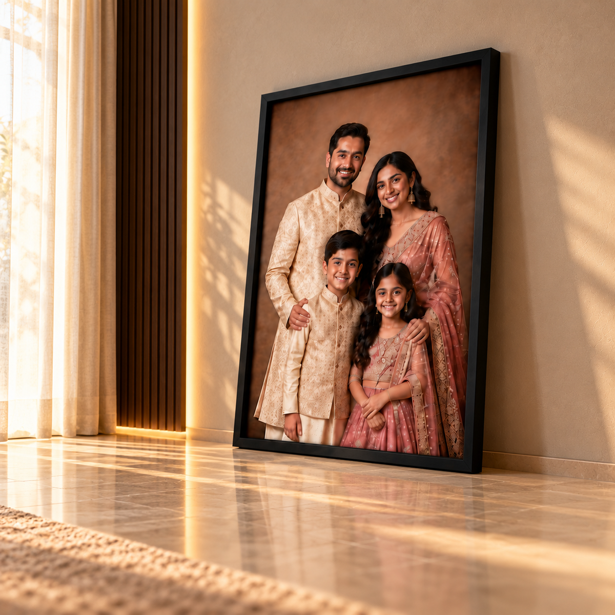 Personalized Family Photo Frame – Custom Portrait Wall Art | Black Box Frame | 20x30