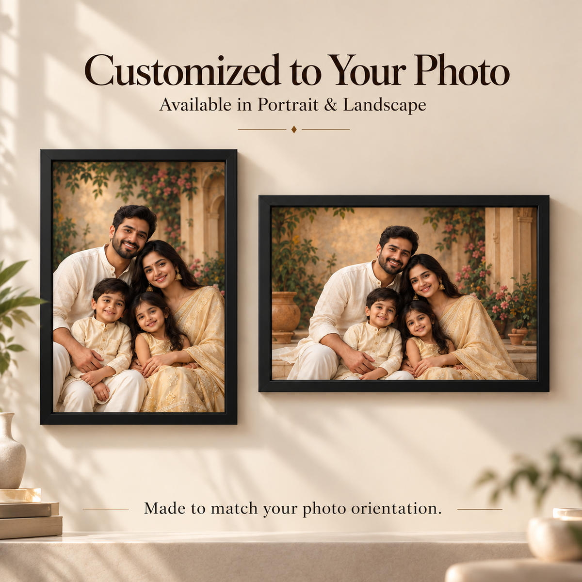 Custom Photo Frame for Wall – Personalized Family Portrait Set of 3 | Black Frame | The Castle Decor | 16x24